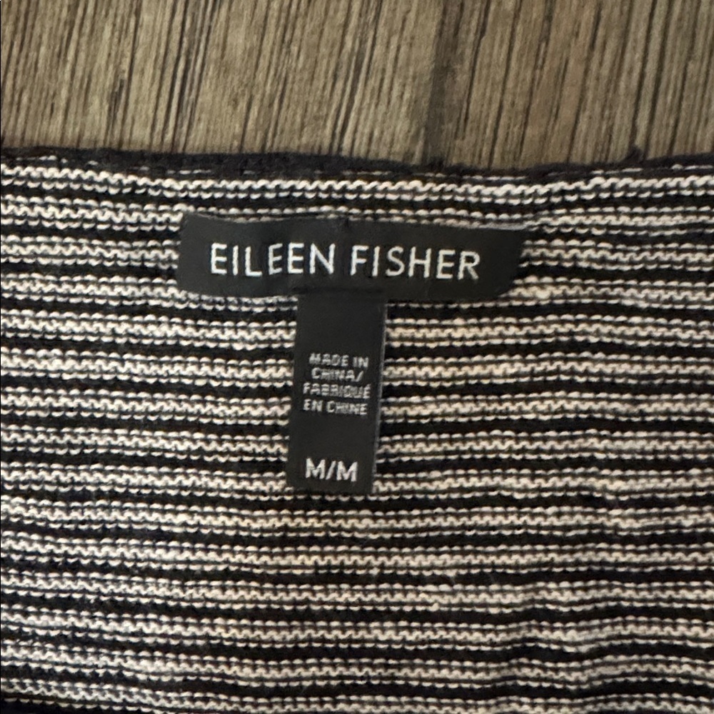 Eileen Fisher Black White Striped Linen Sweater - Picture 5 of 9